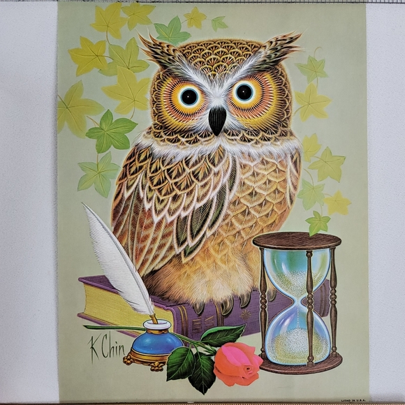 Vtg 1973 The Wise Owls Color Prints By K Chin - First Edition - Picture 4 of 16